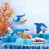 9 Pieces Shark Birthday Party Decorations Under The Sea Honeycomb Table Centerpiece for Boys Baby Shower Blue Sea Sharks Themed Birthday Party Sharks Week Decoration view 4