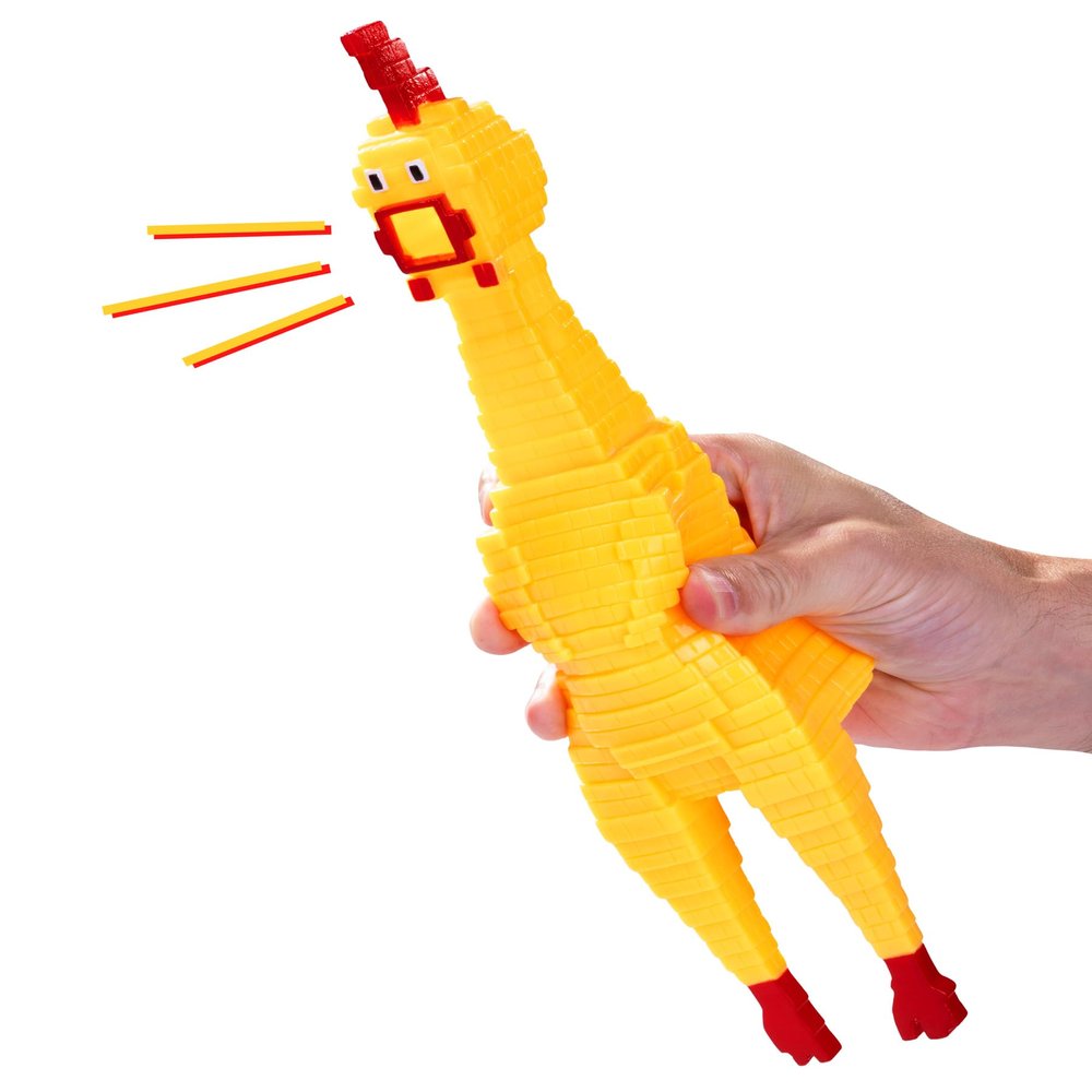 Animolds Squeeze Me Rubber Chicken Toy | Screaming Rubber Chickens for Kids | Novelty Squeaky Toy Chicken (Square Random Color)