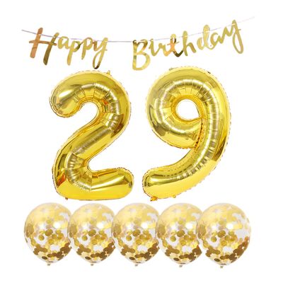 29th Birthday Decoration Happy Birthday Banner Balloons 29 Years Old Birthday Party Supplies Helium Balloons Number 29 Balloons Latex Balloon Foil Balloon, 29th Gold Birthday Party Decoration