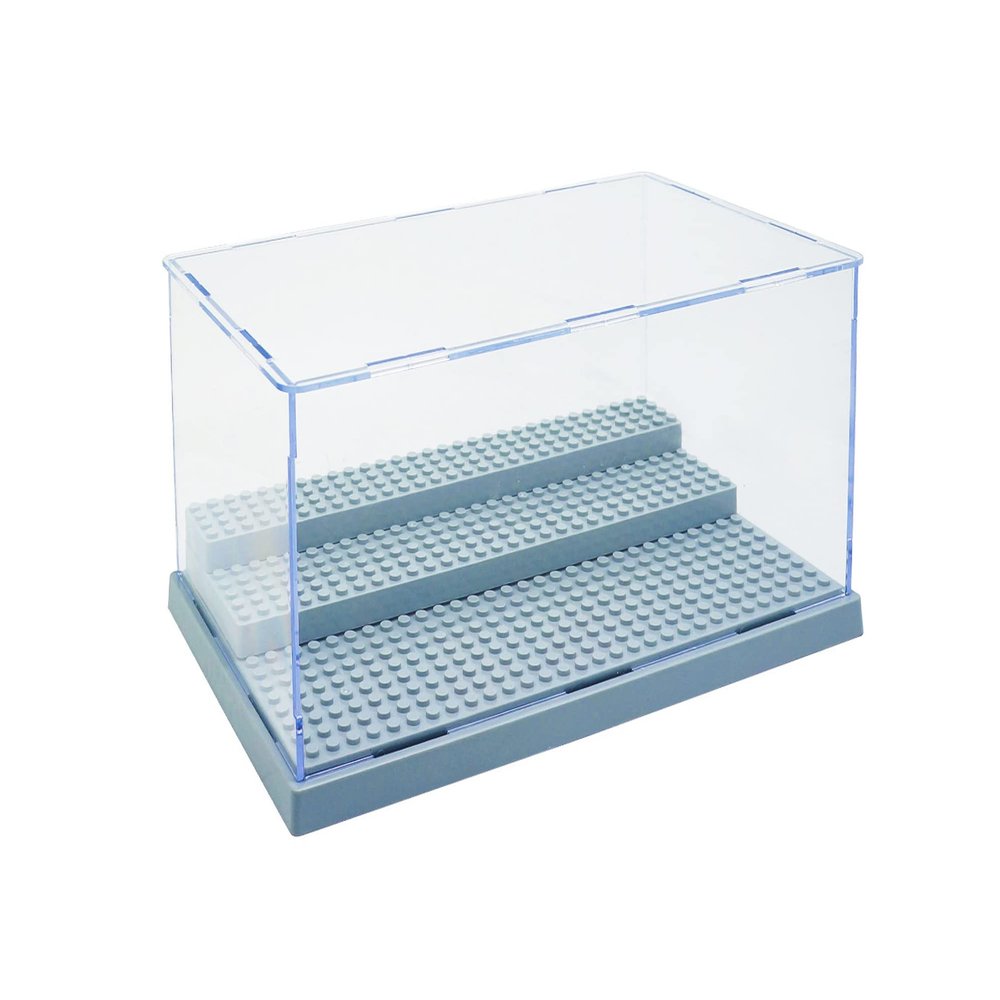 Kuzhi Anti-Dust and Display Acrylic Box,Building Blocks Base Compatible with Various Building Block Toys (5.4Wx10L, Grey)
