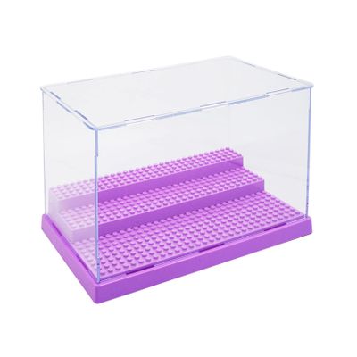 Kuzhi Anti-Dust and Display Acrylic Box,Building Blocks Base Compatible with Various Building Block Toys (5.4Wx10L, Purple)
