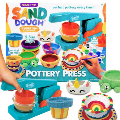 Made By Me! Sand Dough Sculpt & Paint Creations! Pottery Press, Sand Dough Bowl Kit, Paint & Create Your Own Pottery, Mess-Free Pottery Kit for Kids, Great Arts & Craft Activity for Ages 6, 7, 8, 9