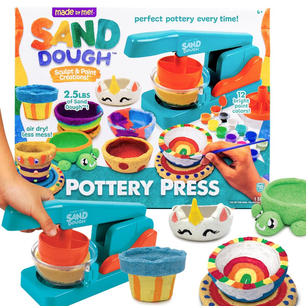 Made By Me! Sand Dough Sculpt & Paint Creations! Pottery Press, Sand Dough Bowl Kit, Paint & Create Your Own Pottery, Mess-Free Pottery Kit for Kids, Great Arts & Craft Activity for Ages 6, 7, 8, 9