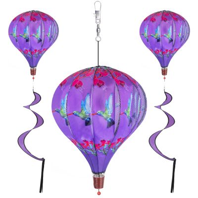 2Pack Hot Air Balloon Wind Spinner, 59" H x 12" W Garden Windmills and Spinners Decorations Large Outdoor Hanging Decor Lawn Yard Windsock Ornaments Colorful Hummingbird Wind Hanging Ornaments