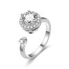 Caiyao Fidget Anxiety Relief Ring Daisy Sunflower Flower Evil Eye Zircon Bead Open Adjustable Spinner Stackable Ring for Women Stress Relieveing Jewelry Gift-A 4pcs view 4