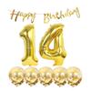 14th Birthday Decoration Happy Birthday Banner Balloons 14 Years Old Birthday Party Supplies Helium Balloons Number 14 Balloons Latex Balloon Foil Balloon, 14th Gold Birthday Party Decoration view 1