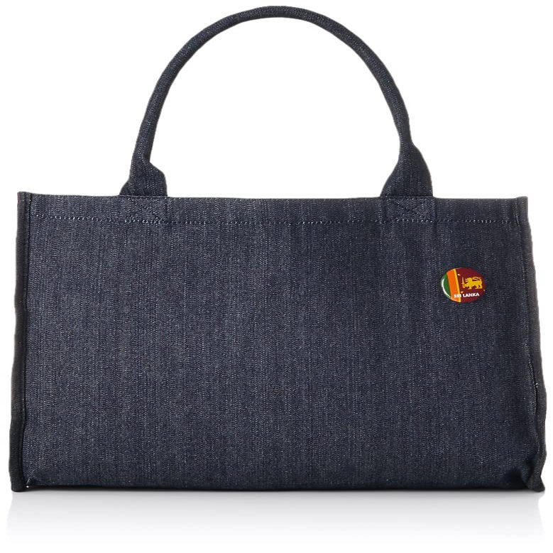 F-Style F-SD010559-001 Tote Bag, Flag with Can Badge, Denim Tote Bag, Indigo/Sri Lanka