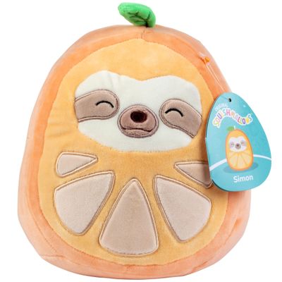 Squishmallows Original 8 Inch Simon The Orange Sloth - Official Jazwares Plush - Soft, Cuddly Collectible Sloth Fruit Stuffed Animal Toy - Gift for Boys, Girls, & Kids