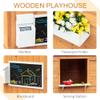 Outsunny Wooden Playhouse for Kids Outdoor with Working Door, Windows, Mailbox, Bench, Flowers Pot Holder, 48" x 42.5" x 53" view 4