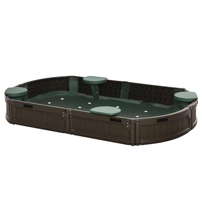 Outsunny Kids Outdoor Sandbox with Cover Garden Bed Sand Pit, Easy Assembly Children's Oval Sandbox for Backyard, Brown, 72" x 41.25" x 8.75"