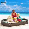 Outsunny Kids Outdoor Sandbox with Cover Garden Bed Sand Pit, Easy Assembly Children's Oval Sandbox for Backyard, Brown, 72" x 41.25" x 8.75" view 2