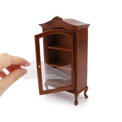 Dollhouse Furniture Display Shelf 1:12 Scale Miniature Bookshelf Cabinet Decoration Classic Wooden Storage for Mini Artificial House Accessories (Brown)
