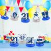 8Pcs 21st birthday Honeycomb Centerpieces Decorations for Boys Blue Silver Happy 21 Birthday Table Centerpiece Party Supplies, Birthday,Twenty First Year Old Table Topper Decor view 4
