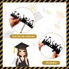 19 Pcs Glitter Graduation Cake Toppers Includes Class of 2025 Congrats Grad Cake Topper Graduation Hats Cake Border and DIY Glitter Star Cupcake Toppers for Graduation Decorations, Black and Gold view 3