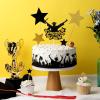 19 Pcs Glitter Graduation Cake Toppers Includes Class of 2025 Congrats Grad Cake Topper Graduation Hats Cake Border and DIY Glitter Star Cupcake Toppers for Graduation Decorations, Black and Gold view 4