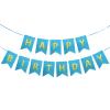 Clabby Glitter Blue Happy Birthday Banner with Shiny Letters Happy Birthday Shiny Glitter Hanging Signs Bunting for Party Supplies Hanging Backdrop Decoration view 1