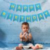 Clabby Glitter Blue Happy Birthday Banner with Shiny Letters Happy Birthday Shiny Glitter Hanging Signs Bunting for Party Supplies Hanging Backdrop Decoration view 3