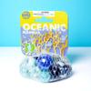 House of Marbles Oceanic Net Bag of Marbles - 21-Piece Ocean Blue Glass Marble Set with 1 Shooter & 20 Player Marbles for Games, Marble Runs, Collecting & Gifts view 2