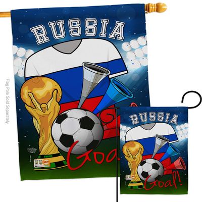 Ornament Collection World Cup Russia Soccer Garden House Flag-Set Sports Game Goal Ball Football Entertainment Activity Physical Decoration Banner Small Yard Gift Double-Sided, Made in USA