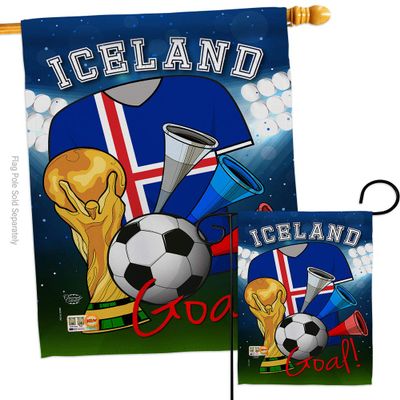 Ornament Collection World Cup Iceland Soccer Garden House Flag-Set Sports Game Goal Ball Football Entertainment Activity Physical Decoration Banner Small Yard Gift Double-Sided, Made in USA