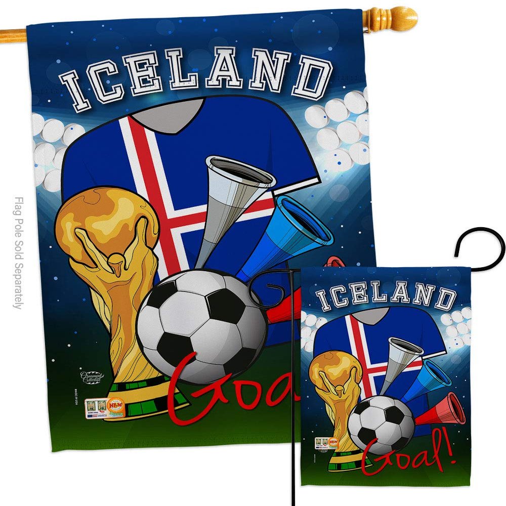 Ornament Collection World Cup Iceland Soccer Garden House Flag-Set Sports Game Goal Ball Football Entertainment Activity Physical Decoration Banner Small Yard Gift Double-Sided, Made in USA