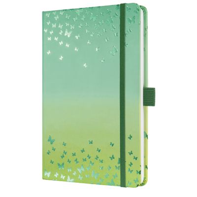 Sigel JN347 Jolie Notebook - Butterfly Confetti Lime - lined - 13,5 x 20,3 cm - hardcover - 174 pages - green