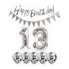2 Balloons Number 13 + Happy Birthday Garland + Silver Banner foil Balloon 13th Birthday Decoration+5 Confetti Balloons boy Girl 13 Year Birthday Decoration Number Balloon 13 Balloons 13 Birthday view 1