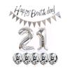 2 Balloons Number 21 + Happy Birthday Garland + Silver Banner foil Balloon 21th Birthday Decoration+5 Confetti Balloons boy Girl 21 Year Birthday Decoration Number Balloon 21 Balloons 21 Birthday view 1