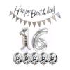 2 Balloons Number 16 + Happy Birthday Garland + Silver Banner foil Balloon 16th Birthday Decoration+5 Confetti Balloons boy Girl 16 Year Birthday Decoration Number Balloon 16 Balloons 16 Birthday view 1