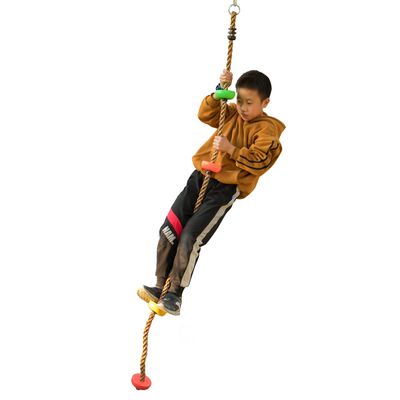 Colorful Climbing Rope with Platforms Foot Holder for Kids Indoor Outdoor Backyard