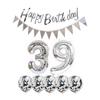 2 Balloons Number 39 + Happy Birthday Garland + Silver Banner foil Balloon 39th Birthday Decoration+5 Confetti Balloons boy Girl 39 Year Birthday Decoration Number Balloon 39 Balloons 39 Birthday view 1