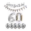 2 Balloons Number 60+ haappy Birthday Garland + Silver Banner foil Balloon 60th Birthday Decoration+5 Confetti Balloons boy Girl 60 Year Birthday Decoration Number Balloon 60 Balloons 60 Birthday view 1