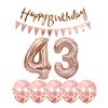 2 balloons number 43+ haappy birthday garland + Rose Gold banner foil balloon 43th birthday decoration+5 confetti balloons boy girl 43 Year birthday decoration number balloon 43 balloons 43 birthday view 1