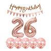 2 balloons number 26+ haappy birthday garland + Rose Gold banner foil balloon 26th birthday decoration+5 confetti balloons boy girl 26 Year birthday decoration number balloon 26 balloons 26 birthday view 1