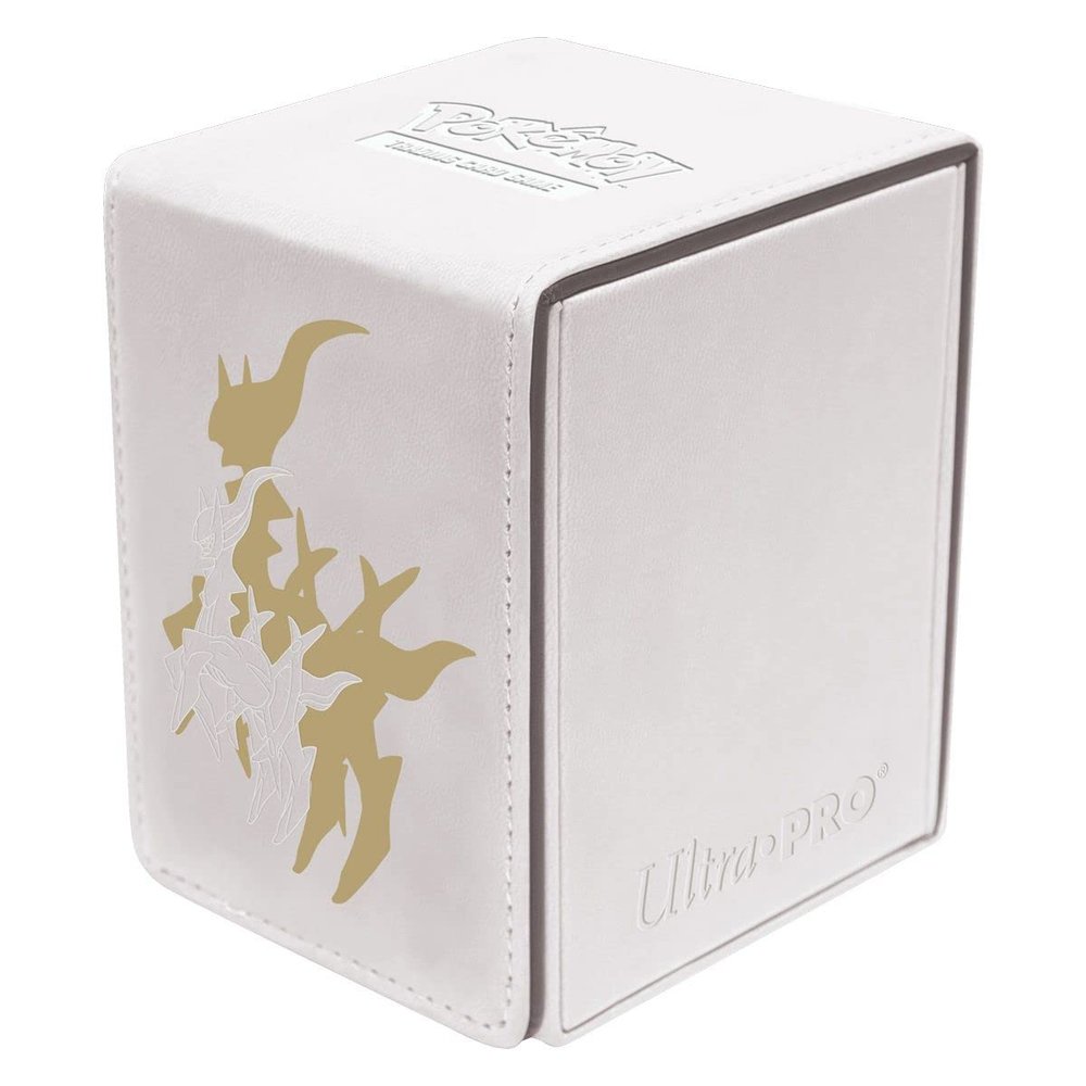 Pokmon: Elite Series: Arceus Alcove Flip Deck Box - Ultra Pro, White Leatherette Trading Card Box, Stores 100 Double-Sleeved Cards
