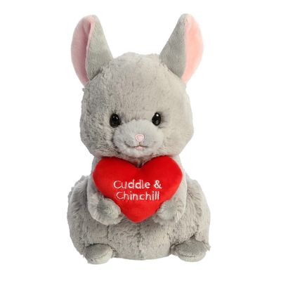 Aurora Heartwarming Valentine JUST Sayin' Cuddle & Chinchill Chinchilla Stuffed Animal - Decorative Charm - Loveable Companions - Gray 9 Inches