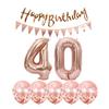 2 Balloons Number 40+ haappy Birthday Garland + Rose Gold Banner foil Balloon 40th Birthday Decoration+5 Confetti Balloons boy Girl 40 Year Birthday Decoration Number Balloon 40 Balloons 40 Birthday view 1