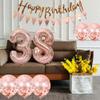 2 Balloons Number 40+ haappy Birthday Garland + Rose Gold Banner foil Balloon 40th Birthday Decoration+5 Confetti Balloons boy Girl 40 Year Birthday Decoration Number Balloon 40 Balloons 40 Birthday view 2