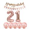2 Balloons Number 21+ haappy Birthday Garland + Rose Gold Banner foil Balloon 21th Birthday Decoration+5 Confetti Balloons boy Girl 21 Year Birthday Decoration Number Balloon 21 Balloons 21 Birthday view 1