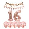 2 Balloons Number 16+ haappy Birthday Garland + Rose Gold Banner foil Balloon 16th Birthday Decoration+5 Confetti Balloons boy Girl 16 Year Birthday Decoration Number Balloon 16 Balloons 16 Birthday view 1