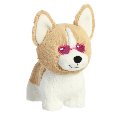 Aurora Heartwarming Valentine Luvs-Ya Corgi Stuffed Animal - Decorative Charm - Loveable Companions - Brown 9 Inches