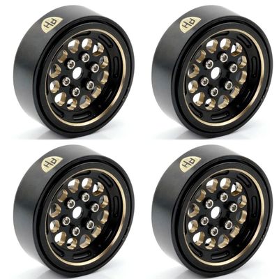 Power Hobbies Powerhobby Axial SCX24 1.0inch Black Brass Beadlock Crawler Wheels 1/24 Black