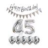 2 balloons number 45 + haappy birthday garland + silver banner foil balloon 45th birthday decoration+5 confetti balloons boy girl 45 year birthday decoration number balloon 45 balloons 45 birthday view 1