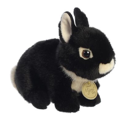 Aurora Adorable Miyoni Tots Netherland Dwarf Bunny Stuffed Animal - Lifelike Details Make a Cherished Companion - Perfect for Decorating Bedrooms or Classrooms - Black 7.5 Inches