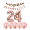 2 Balloons Number 24+ haappy Birthday Garland + Rose Gold Banner foil Balloon 24th Birthday Decoration+5 Confetti Balloons boy Girl 24 Year Birthday Decoration Number Balloon 24 Balloons 24 Birthday view 1