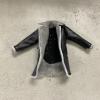 1/12 Scale Miniature Custom Handmade Black Leather Coat with Fur Collar for 6 inch Slim Action Figure view 1