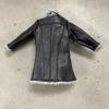 1/12 Scale Miniature Custom Handmade Black Leather Coat with Fur Collar for 6 inch Slim Action Figure view 3