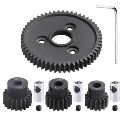 CrazyHobby RC Metal 54T 32P Spur Gear &15T/17T/19T Pinions Gear Set & 3.175mm Coupler for Traxxas Slash 4x4 4WD/2WD/VXL Rustler 4X4 VXL/Stampede 4x4 VXL/Summit/E-Revo/T-Maxx, Replace#3956