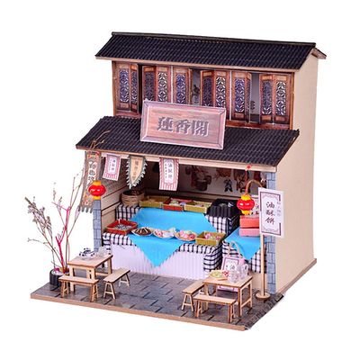 Montidey DIY Dollhouse Miniature Kit with Furniture,3D Chinese Style Cottage Wooden Miniature Dolls House Kit Hand Craft Children Puzzle Toy (Lianxiang Pavilion)