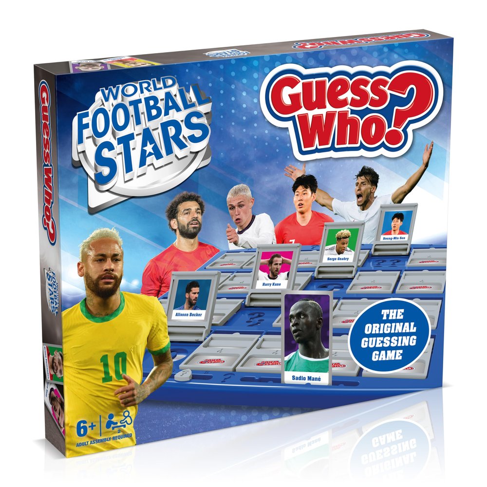Winning Moves World Football Stars Guess Who? Board Game, Play with Messi, Ronaldo, Harry Kane, Neymar, Salah and Foden, Easy to Set up 2 Player Game for Ages 6 Plus, Great Gift for Football Fans